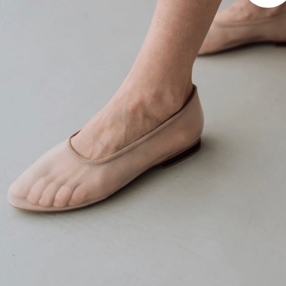 LOOKIE Atelier Light Nude Mesh Ballet Flats